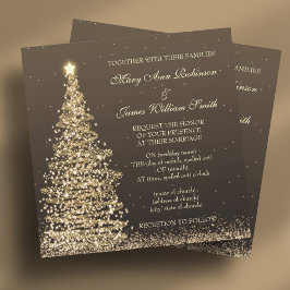 Invitación Elegantes Navidades Boda Gold Brown