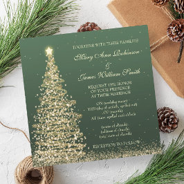 Invitación Elegantes Navidades Boda Gold Green