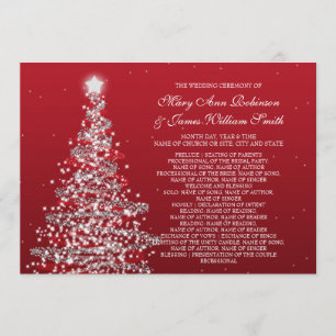 Invitación Elegantes Navidades Boda Red Silver