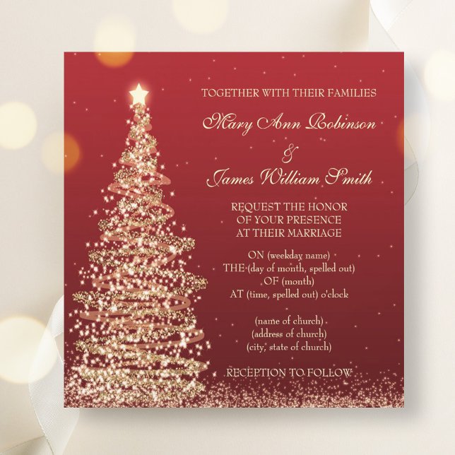 Invitación Elegantes Navidades Boda Rojo (Elegant Christmas Wedding Red Invitation)