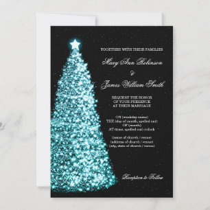 Invitación Elegantes Navidades Boda Sparkle Turquoise
