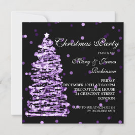 Invitación Elegantes Navidades Bokeh Tree Holiday Party Purpl