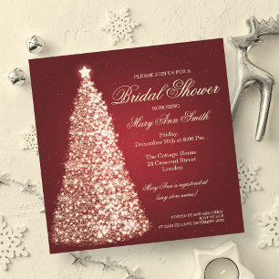 Invitación Elegantes Navidades Bridal Shower Gold Red