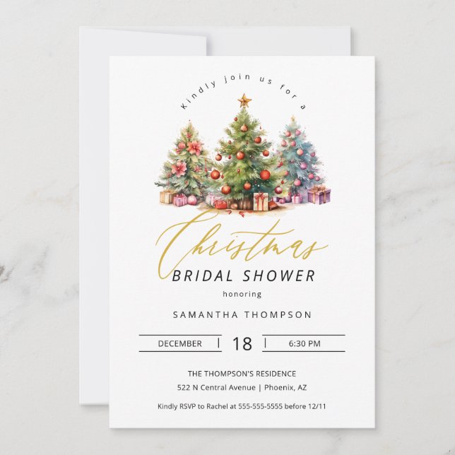 Invitación Elegantes Navidades Bridal Shower QR Code Photo (Anverso)