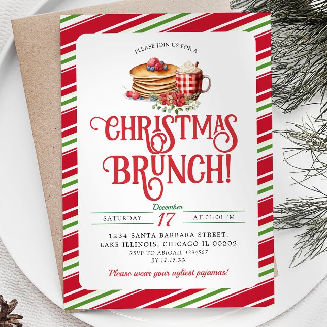 Invitación Elegantes Navidades Brunch Holiday Pancake Hot Coc (Subido por el creador)