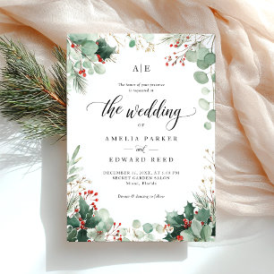 Invitación Elegantes Navidades celebran boda de invierno