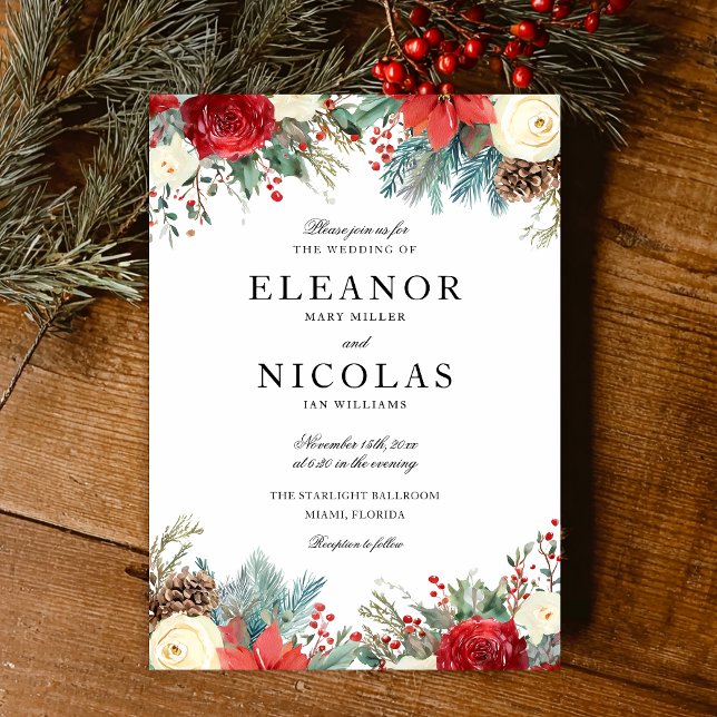 Invitación Elegantes Navidades celebran boda de invierno (Subido por el creador)