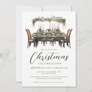 Invitación Elegantes Navidades Cena Corporativa/Personal