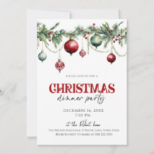 Invitación Elegantes Navidades cena Fiesta de vacaciones Invi