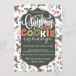 Invitación Elegantes Navidades Cookie Exchange Fiesta Green