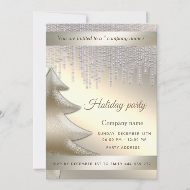 Invitación Elegantes Navidades corporativos brillantes fiesta (Anverso)