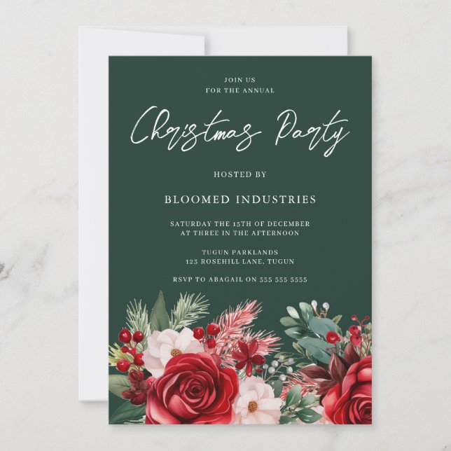 Invitación Elegantes Navidades corporativos Soirée Green (Anverso)
