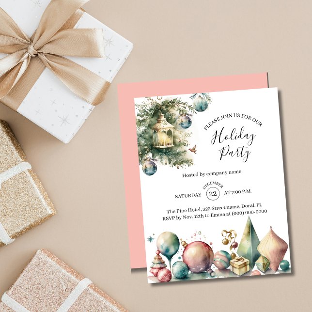 Invitación Elegantes Navidades de acuarela fiesta navideña (Subido por el creador)