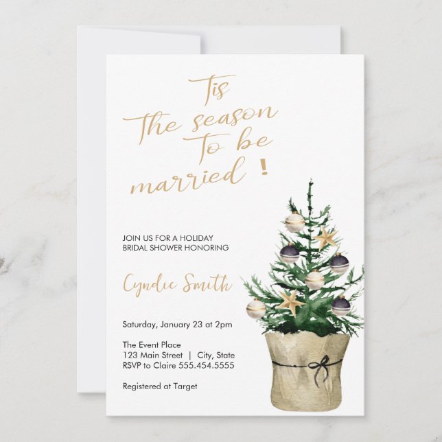 Invitación Elegantes navidades de árbol Ducha de novia (Anverso)