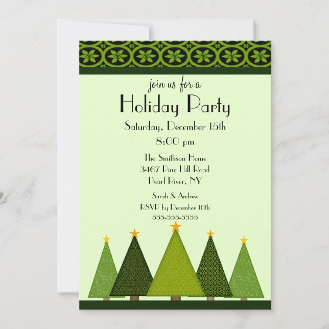 Invitación Elegantes Navidades de árboles invitan a fiestas d (Anverso)