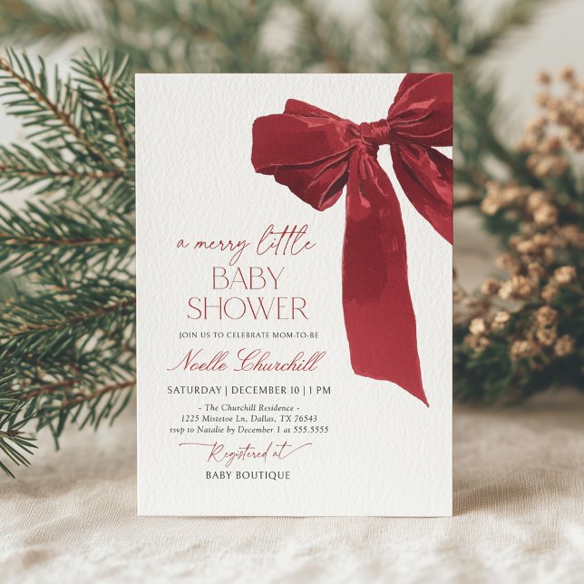 Invitación Elegantes Navidades de Bow Rojo Baby Shower (Subido por el creador)