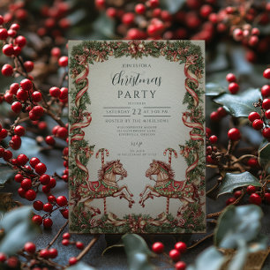 Invitación Elegantes Navidades de caballos de Rocas Vintage