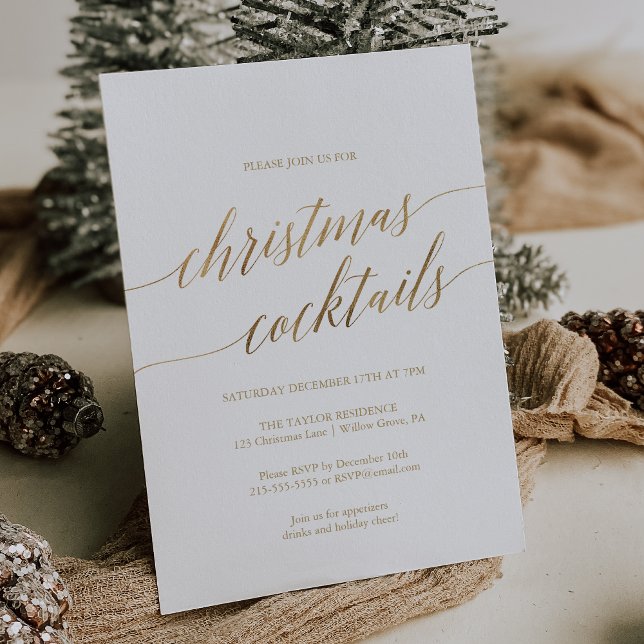 Invitación Elegantes Navidades de caligrafía de oro Fiesta de (Subido por el creador)