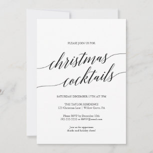 Invitación Elegantes Navidades de caligrafía negra Fiesta de