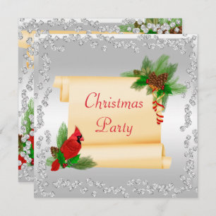 Invitación Elegantes Navidades de Cardenales y Diamantes de D