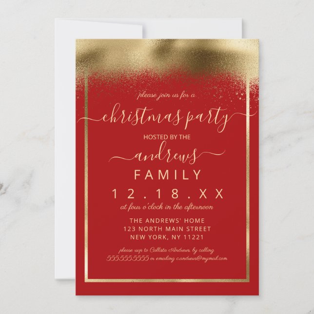 Invitación Elegantes Navidades de Confetti con aerosol de Rel (Anverso)