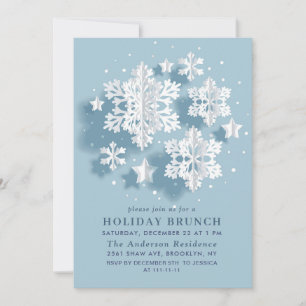 Invitación Elegantes NAVIDADES de copos de nieve, BRUNCH