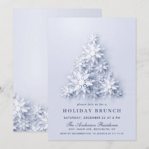 Invitación Elegantes NAVIDADES de copos de nieve BRUNCH
