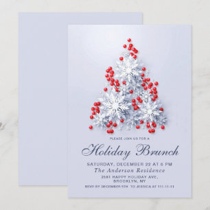 Invitación Elegantes NAVIDADES de copos de nieve BRUNCH