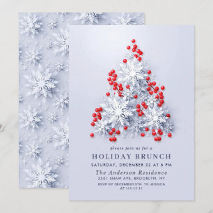Invitación Elegantes NAVIDADES de copos de nieve BRUNCH
