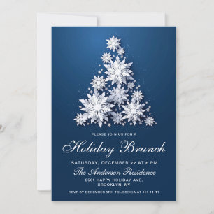 Invitación Elegantes Navidades de copos de nieve Holiday Brun