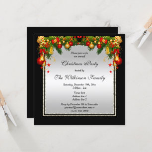 Invitación Elegantes Navidades de decoración de época