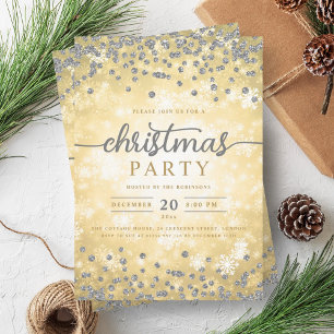 Invitación Elegantes Navidades de diamantes plateados de invi