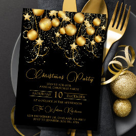 Invitación Elegantes Navidades de espuma de oro Fiesta Bauble