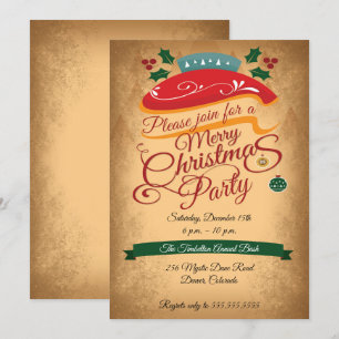Invitación Elegantes Navidades de estilo vintage Fiesta de di