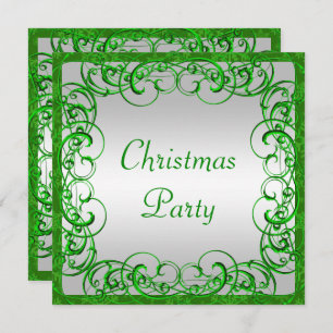Invitación Elegantes Navidades de Flores Verdes y Swirls