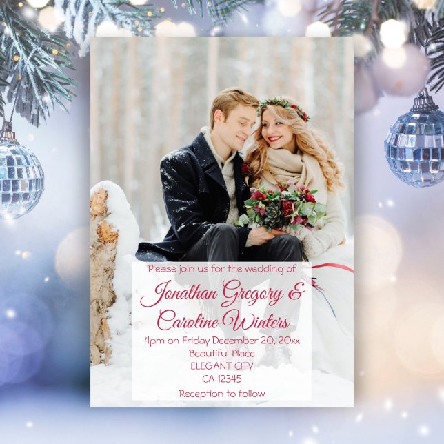 Invitación Elegantes Navidades de guiones rojos para la boda  (Subido por el creador)
