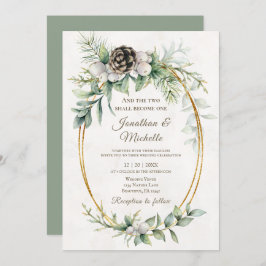 Invitación Elegantes Navidades de invierno Boda cristiano flo