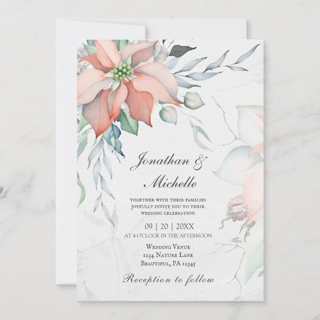 Invitación Elegantes Navidades de invierno Boda cristiano flo (Anverso)