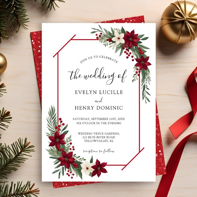 Invitación Elegantes Navidades de invierno Boda de flores (Subido por el creador)