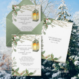 Invitación Elegantes Navidades de invierno Boda Lantern Red H