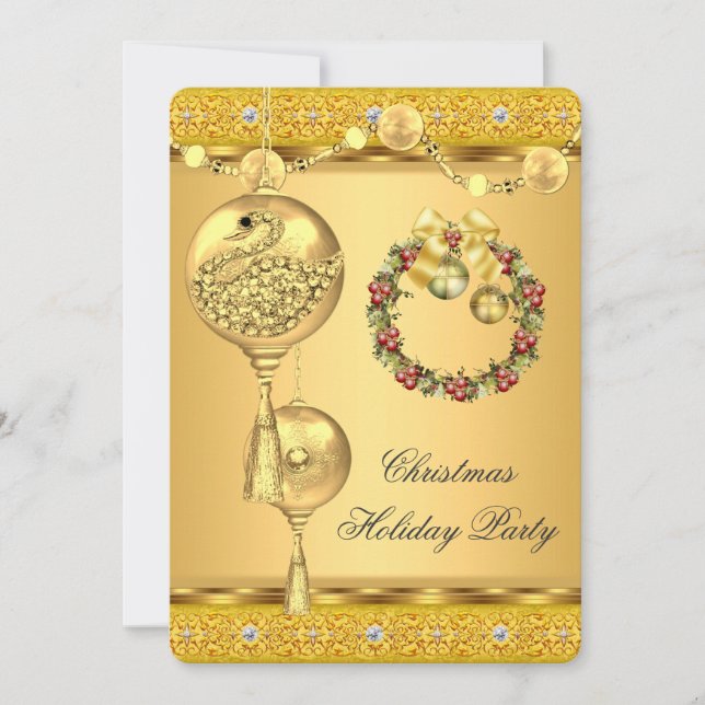 Invitación Elegantes Navidades de la Fiesta de Oro del Día de (Anverso)