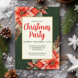 Invitación Elegantes Navidades de la Poinsettia Roja