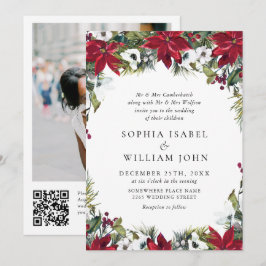 Invitación Elegantes Navidades de la Poinsettia Roja Boda de 