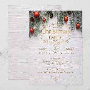Invitación Elegantes Navidades de madera Fiesta de diseño