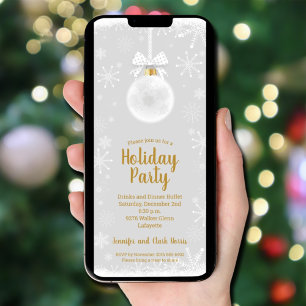 Invitación Elegantes Navidades de ornamentos de copos de niev