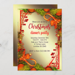 Invitación Elegantes Navidades de oro invitan a Fiesta de cen