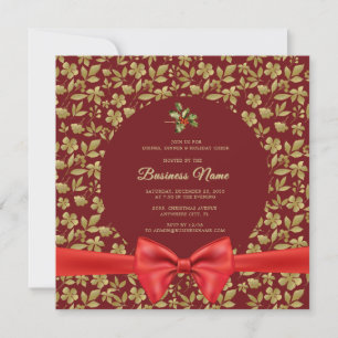 Invitación Elegantes Navidades de oro rojo Fiesta de negocios