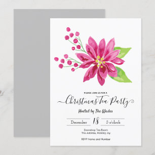 Invitación Elegantes Navidades de Poinsettia Fiesta de té