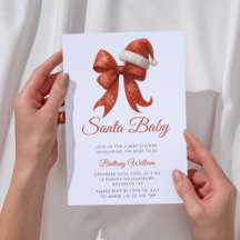 Elegantes Navidades de Santa Baby Shower Red Bow
