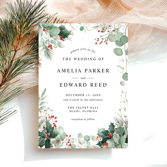 Invitación Elegantes Navidades de vacaciones Boda de Invierno (Subido por el creador)